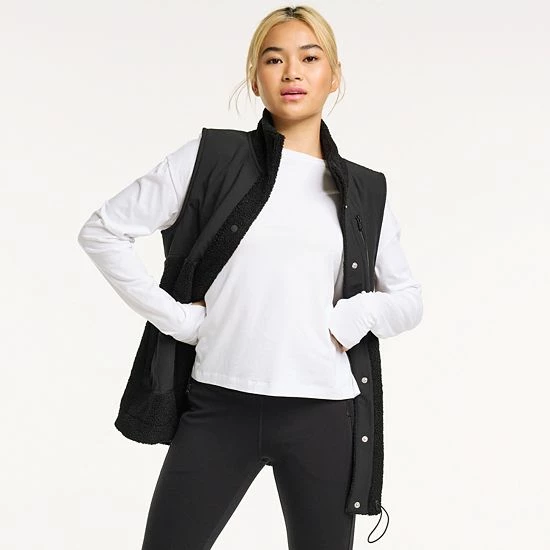 Women's FLX Snap-Front Boucle Mixed-Media Vest Mineral Black - Image 7