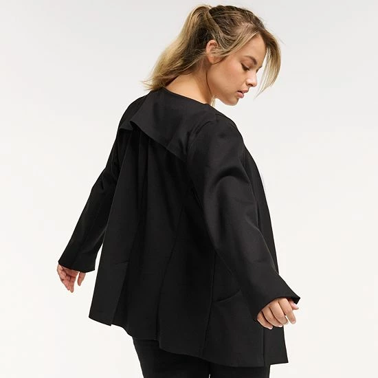 Plus Size FLX Commuter Elevate Open-Front Ponte Blazer Mineral Black - Image 2