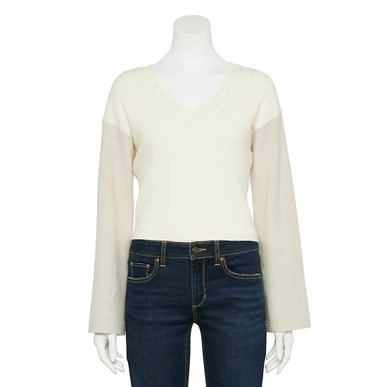 Women's FLX Ribbed Open-Back V-Neck Sweater Chic Burgundy - Image 4