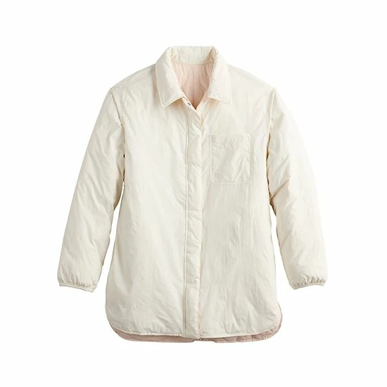 Women's FLX Insulated Reversible Long Jacket Ivory Silk - Image 3