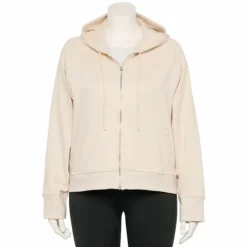Plus Size FLX Boxy Zip-Up Hoodie Bisque Tan