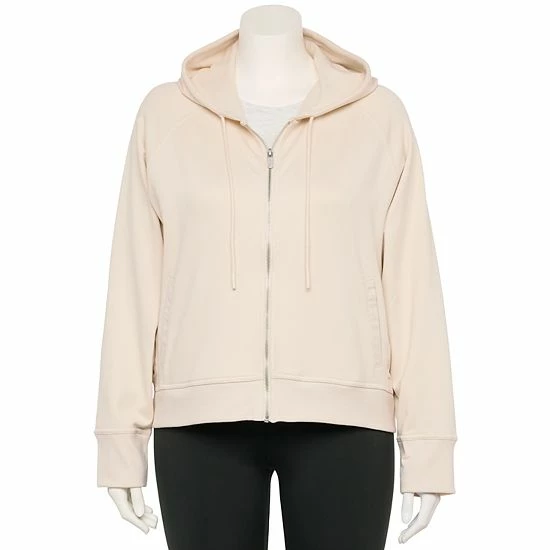 Plus Size FLX Boxy Zip-Up Hoodie Bisque Tan - Image 3
