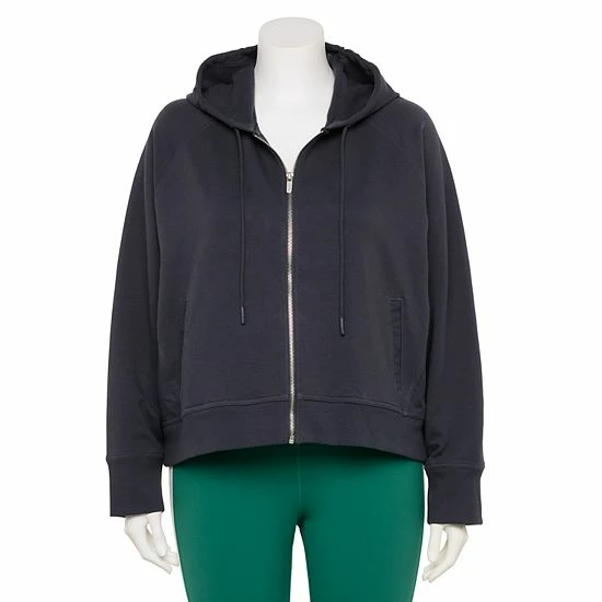 Plus Size FLX Boxy Zip-Up Hoodie Bisque Tan - Image 4