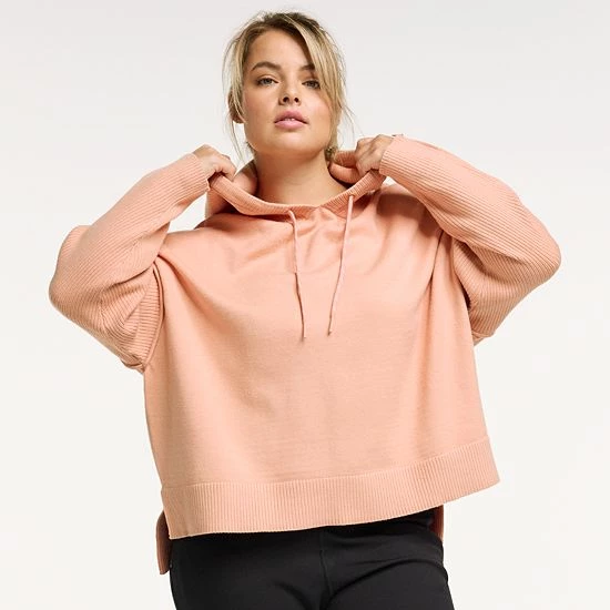 Plus Size FLX Hooded High-Low Sweater Chic Burgundy - Image 6