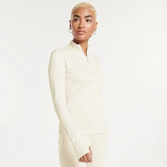 Women's FLX Balance Ribbed Quarter-Zip Mockneck Top Plum Pie