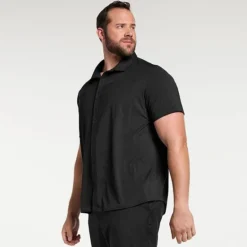 Big & Tall FLX Dynamic Comfort Button-Down Shirt Silk Black