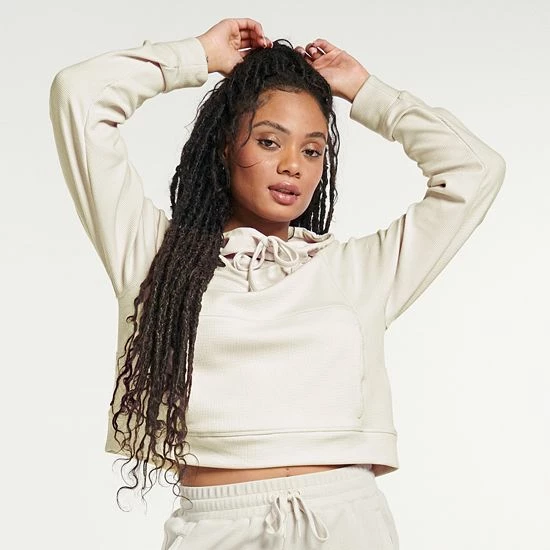 Women's FLX Waffle Crop Hoodie Sand Trap - Image 5