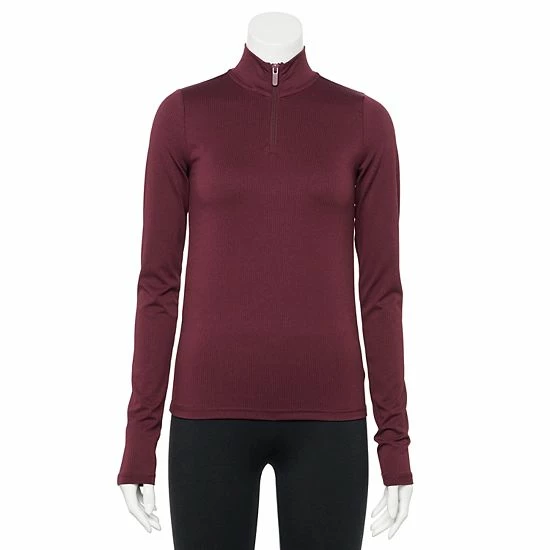 Women's FLX Balance Ribbed Quarter-Zip Mockneck Top Plum Pie - Image 7