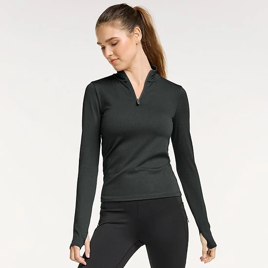 Women's FLX Balance Ribbed Quarter-Zip Mockneck Top Plum Pie - Image 9