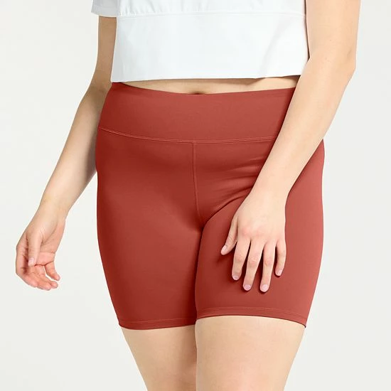 Plus Size FLX Affirmation High-Waisted Bike Shorts Brick Copper - Image 9