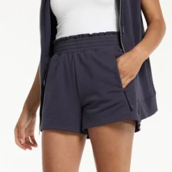Women's FLX Paperbag High-Waisted French Terry Shorts Plum Sherry
