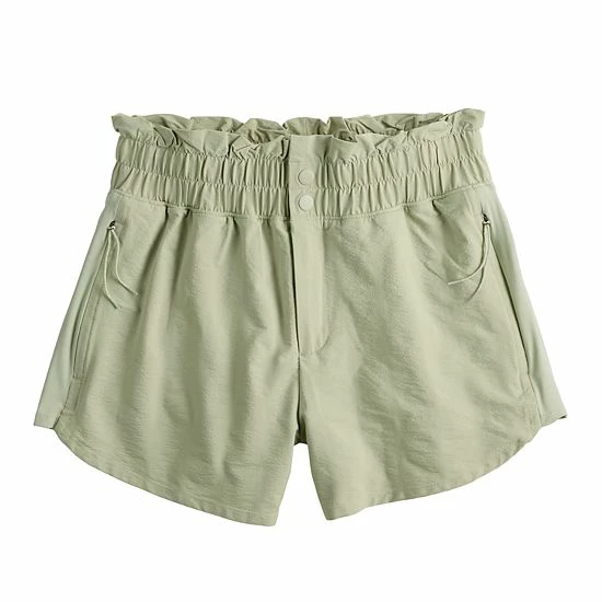 Women's FLX High-Waisted Paperbag-Waist Shorts Mint Crackle - Image 3