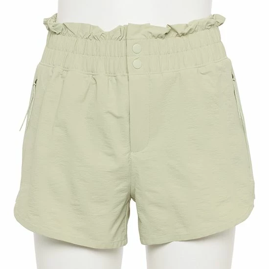 Women's FLX High-Waisted Paperbag-Waist Shorts Mint Crackle - Image 6
