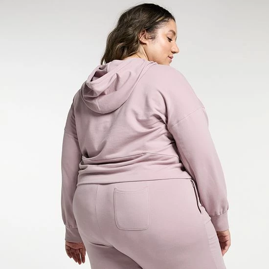 Plus Size FLX Embrace French Terry Popover Hoodie Plum Sherry - Image 2
