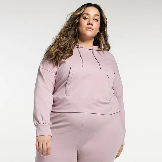 Plus Size FLX Embrace French Terry Popover Hoodie Plum Sherry - Image 4