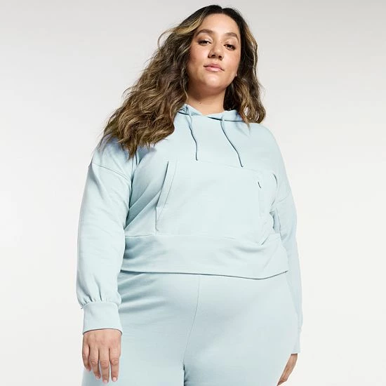 Plus Size FLX Embrace French Terry Popover Hoodie Plum Sherry - Image 5