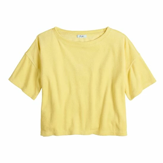 Women's FLX Boxy Terry Cloth Top Lemon Sorbet - Image 3
