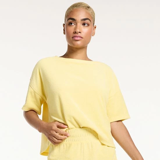 Women's FLX Boxy Terry Cloth Top Lemon Sorbet - Image 5