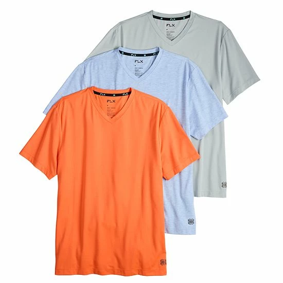 Men's FLX 3-Pack Dynamic Comfort V-Neck Tee Set Green - Image 7