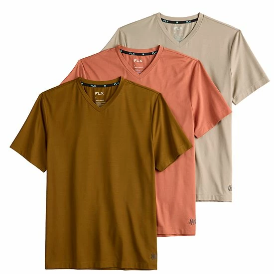 Men's FLX 3-Pack Dynamic Comfort V-Neck Tee Set Green - Image 10