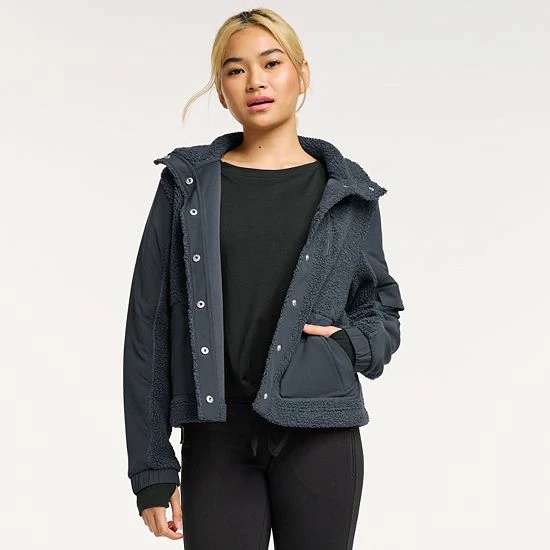 Women's FLX Boucle Mixed-Media Jacket Plum Sherry - Image 5