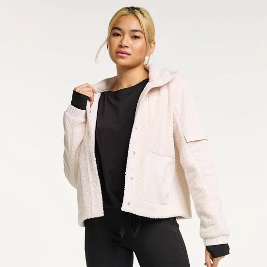 Women's FLX Boucle Mixed-Media Jacket Plum Sherry - Image 7