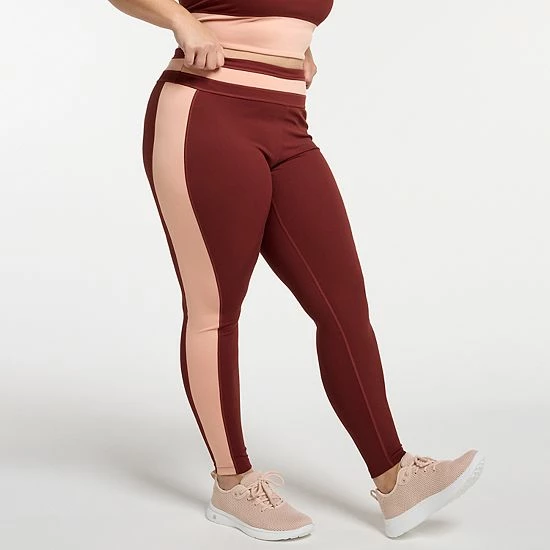 Plus Size FLX Affirmation Colorblock High-Waisted 7/8 Leggings Navy Lime Green - Image 3