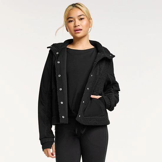 Women's FLX Boucle Mixed-Media Jacket Plum Sherry - Image 8