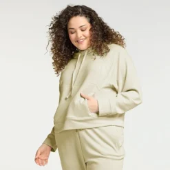 Plus Size FLX Waffle Crop Hoodie Sand Trap