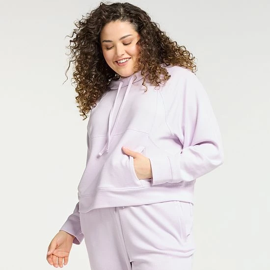 Plus Size FLX Waffle Crop Hoodie Sand Trap - Image 2