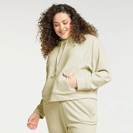 Plus Size FLX Waffle Crop Hoodie Sand Trap - Image 3