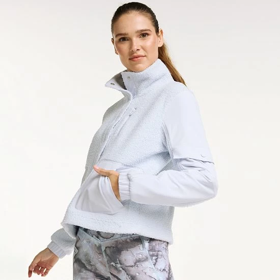 Women's FLX Boucle Mixed-Media Jacket Plum Sherry - Image 9