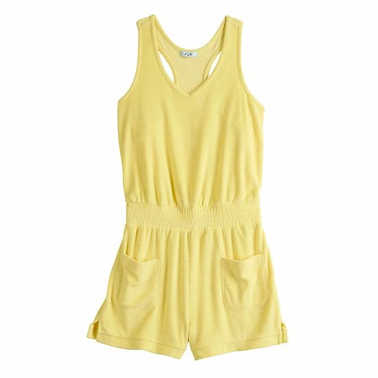 Women's FLX Terry Cloth Romper Lemon Sorbet - Image 3