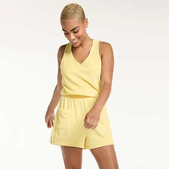 Women's FLX Terry Cloth Romper Lemon Sorbet - Image 5