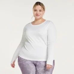 Plus Size FLX Balance Ribbed Crewneck Fitted Tee Midnight Flood