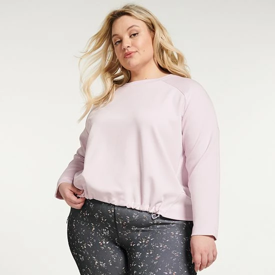 Plus Size FLX Cinched-Hem Popover Top Grape Fondant