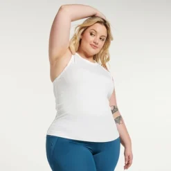 Plus Size FLX Balance Ribbed Tank White
