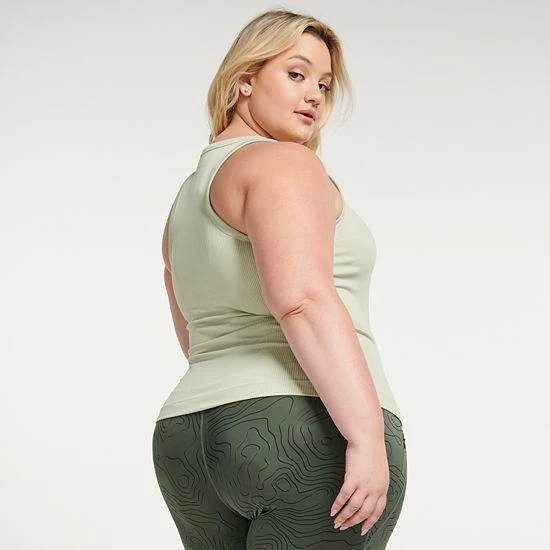 Plus Size FLX Balance Ribbed Tank White - Image 2