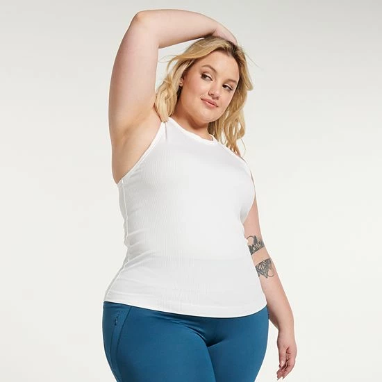 Plus Size FLX Balance Ribbed Tank White - Image 8