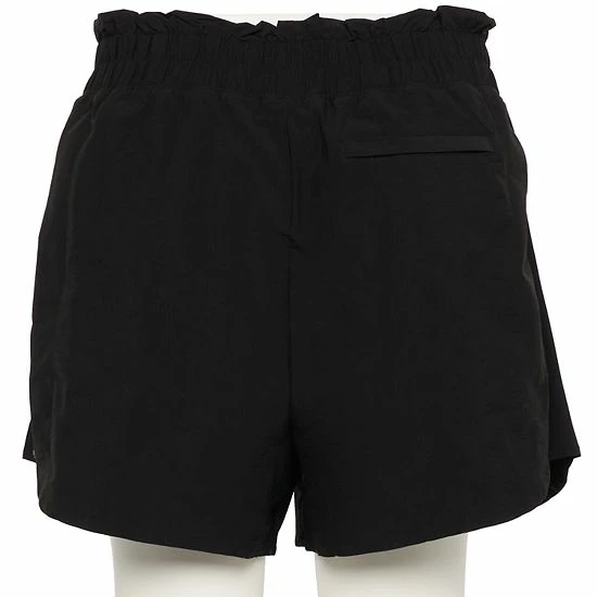 Plus Size FLX High-Waisted Paperbag-Waist Shorts Mineral Black - Image 2