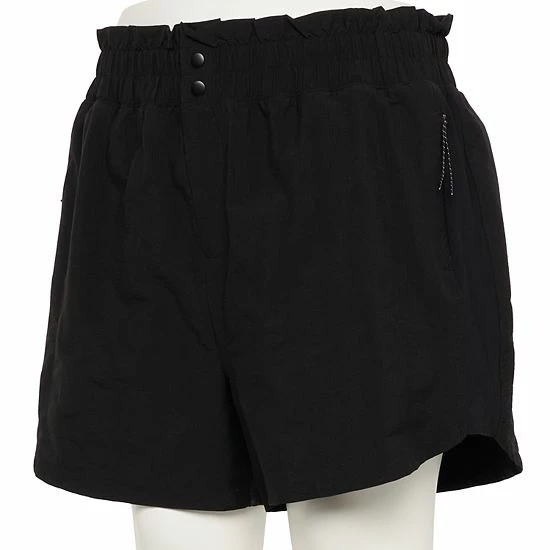 Plus Size FLX High-Waisted Paperbag-Waist Shorts Mineral Black - Image 4