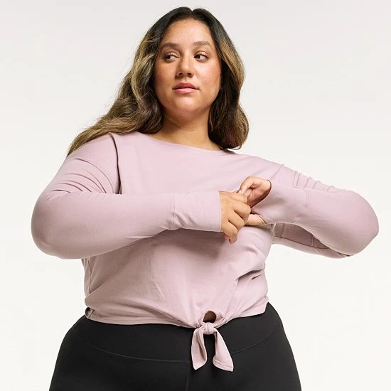 Plus Size FLX Knot-Front Top Grazing Lavendar - Image 3