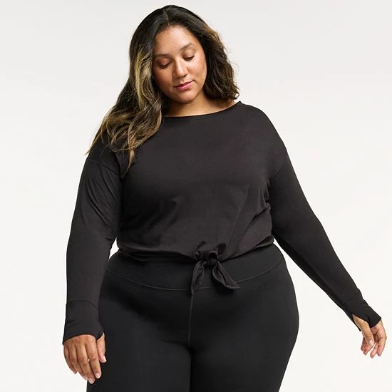 Plus Size FLX Knot-Front Top Grazing Lavendar - Image 4