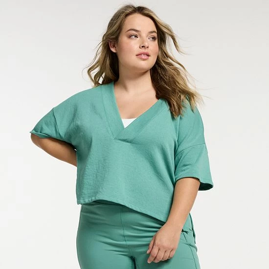 Plus Size FLX Deep V-Neck Oversized Top Gulf Island - Image 3