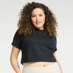 Plus Size FLX Affirmation Crop Top Modern White