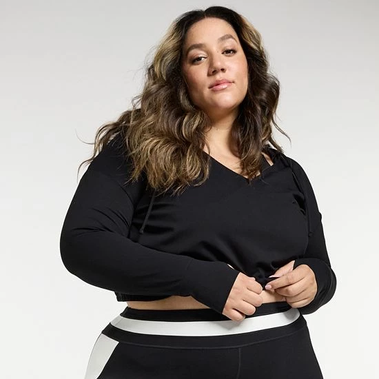 Plus Size FLX Surplice Lightweight Hoodie Chic Burgundy - Image 3