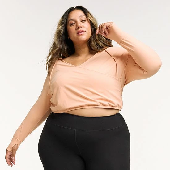 Plus Size FLX Surplice Lightweight Hoodie Chic Burgundy - Image 4