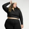 Plus Size FLX Quarter-Zip Crop Mockneck Jacket Mineral Black