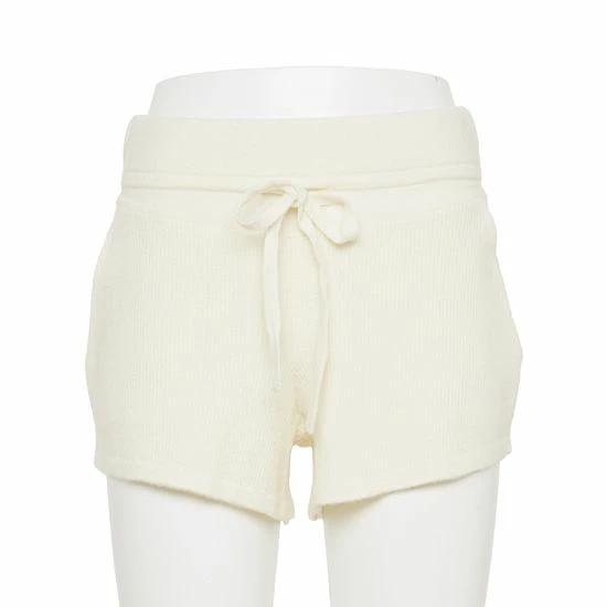 Women's FLX Ribbed High-Waisted Sweater Shorts Ivory Silk - Image 5