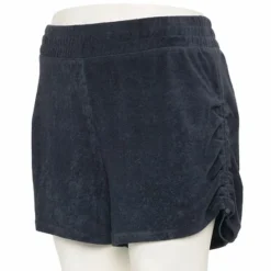 Plus Size FLX High-Waisted Terry Cloth Shorts Plum Sherry